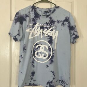 Stussy Tie-Dye T-Shirt in Blue and White